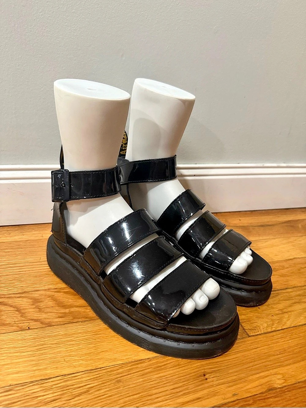 Dr. Martens Blaire Patent Leather Strap Sandals Black US 7